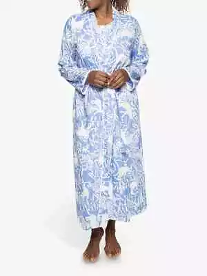 Ladies Womens Blue Animal Print Dressing Gown 'Elizabeth' - SIZE 8 10 12 14 16 • £19.99