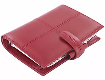 FILOFAX Red Leather Pocket Cross Mini Binder Organizer • $54.99