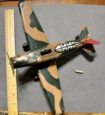 Vintage 1940's MARX TOYS  AIR-SEA POWER  ARMY BOMBER PLANE W/ Metal Bomb • $79.99