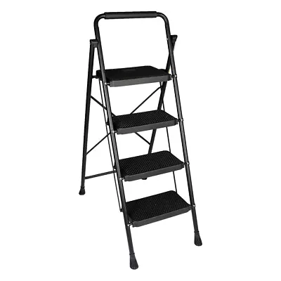 2 3 4 Step Ladder Folding Stool With Plastic Wide Anti-Slip Sturdy Steel Ladder • $38.50