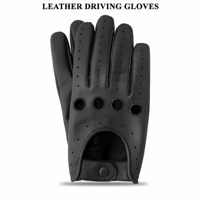 Mens Classic Retro Style Quality Chauffeur Soft Lambskin Leather Driving Gloves • $13.04