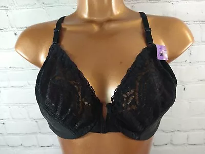 NWT Vintage Deadstock FULL COVERAGE / FRONT HOOK Black Bra - Size 38C / NO BRAND • $11.99