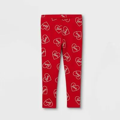 Toddler Girls' Love Heart Leggings   Red  4T • $4.80