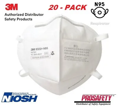 3M 9502+ N95 / KN95 NIOSH Protective Disposable Face Mask Respirator 20 PACK • $11.87