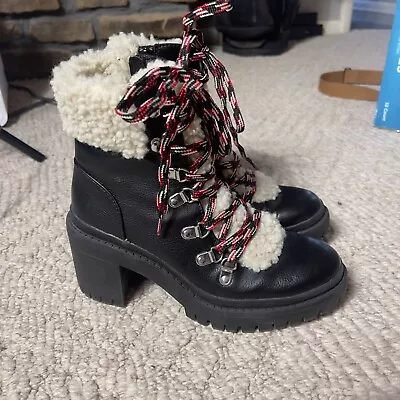 Universal Thread Boots Womens 6.5 Aubrie Platform Black Faux Leather Y2K Grunge • $14.78