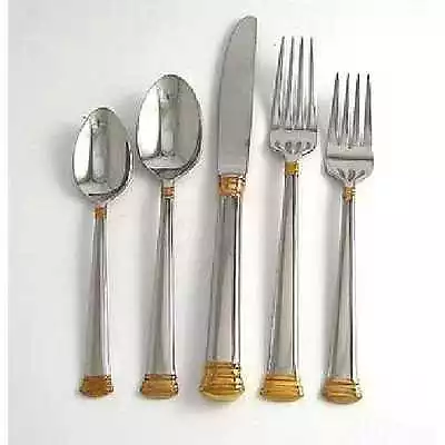 ETERNAL GOLD Lenox 20 Pc Piece Set For Of 4 Stainless 18/10 Flatware NEW 24kt • $229.99