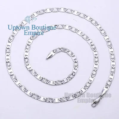 24  Men Women Stainless Steel Silver 4 Mm Anchor Flat Mariner Necklace Chain • $14.99