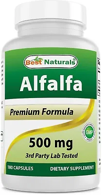 Best Naturals Alfalfa Green Super Food 500 Mg 180 Capsules Promotes Energy  • $10.99