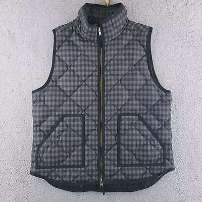 J Crew Puffer Vest Jacket Womens Large Check Down Feathers Gray • $16.95