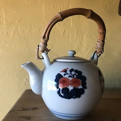 Vintage Oriental Teapot With A Bamboo Handle • $12