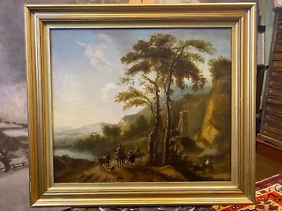 £745 • Buy Travellers In A Wooded Landscape Dutch 18th Century Oil Painting On Canvas