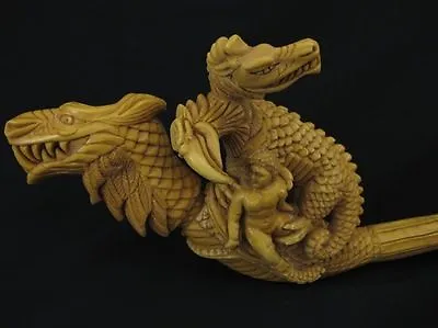 Dragon Family 2 Headed Eagle A Child Meerschaum Pipe Collectible Massive 0501 • $3350