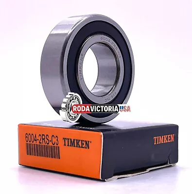 TIMKEN 6004 2RS C3 DEEP GROOVE BALL BEARING RUBBER SEALED 20x42x12mm 6004DDU • $9.40