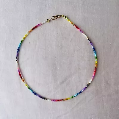 Rainbow Glass Seed Bead Necklace Similar Colours And Style To Anni Lu Nuanua  • £16