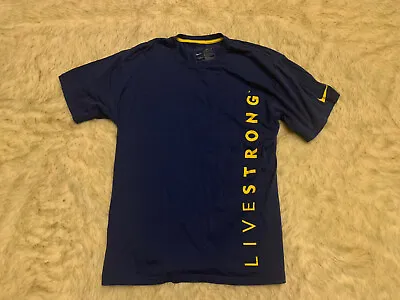 VTG Men’s Nike LIVESTRONG Cancer Awareness Blue/Yellow Fitted T-Shirt (X-Large) • $44.99