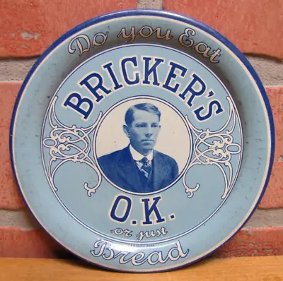 DO YOU EAT BRICKERS OK OR JUST BREAD Original Old Advertising Sign Tray • $395