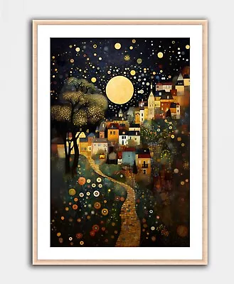 Gustav Klimt Inspired Art Print Wall Art Home Decor Poster Mural Moon Night Sky • $5.50