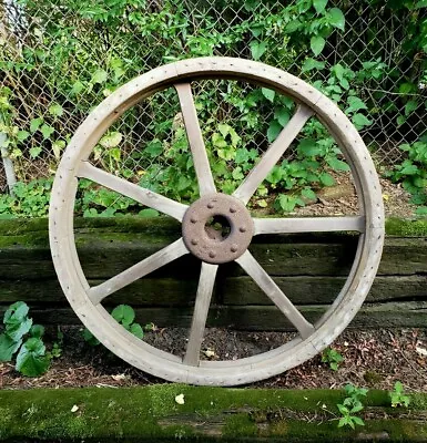 Antique Wood Wagon Wheel Rustic Farm Primitive Country Farmhouse Decor Table 44  • $599.95