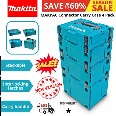 Stacking Carry Tool Box Plastic Storage Ute Case Makpac Chest Organiser 4pcs Set • $242.78