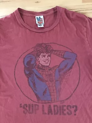 Vintage Vtg Junk Food Spider-Man Sup Ladies Mens T-shirt Marvel Comics - S • $29