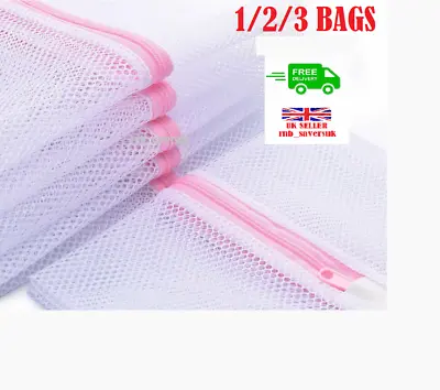 Zipped Wash Bag 40x29cm Laundry Washing Net For Delicate Lingerie Underwear Bra • £3.49
