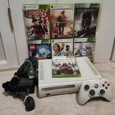 Microsoft Xbox 360 Console 20GB HDD Bundle + 1 Controller + 7 Games VGC Tested • $49.99