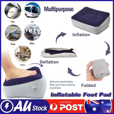 Travel Inflatable Foot Rest Air Pillow Plane Car Leg Relax Footrest Cushion • $9.29