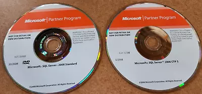 Microsoft SQL Server 2008 Standard DVD With Product Key + SQL Server 2008 CTP 5 • $25