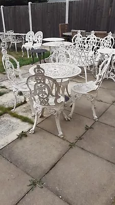 £220 • Buy Vintage Cast Aluminium Victorian Style Garden Table & 4 Matching Chairs