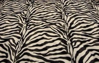 Upholstery Faux Fur Zebra Large White Black Velboa Fabric 58  Wide Fabric  • $16