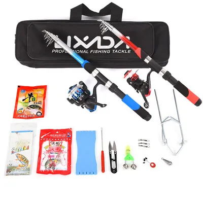 Lixada Fishing Rod Reel Combo Full Kit With 2PCS 2.1m Telescopic Fishing Rods • $28.99