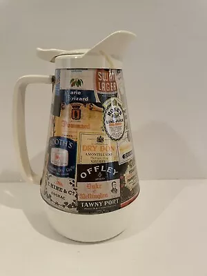 Vintage KH Water Carafe Pitcher Thermos Plastic Beige Liquor Advertising • $20