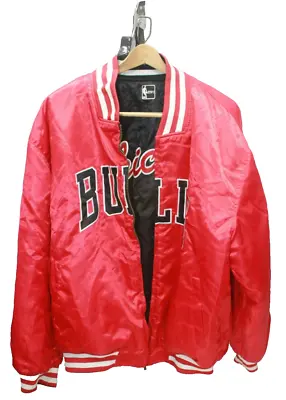 Vintage NBA Chicago Bulls Reversible Red & Black Satin Jacket 2XL? • $99.99