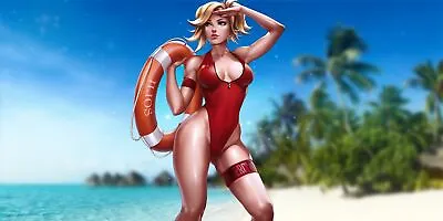 Anime Overwatch Onepiece Swimsuit Blonde Lifeguard Pc Playmat Gaming Mat Desk • $62.37