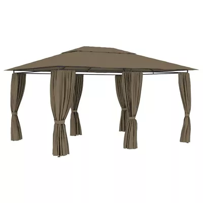 Gazebo Hardtop Roof Canopy Tent Outdoor Alloy Steel Frame Marquee With Curtain  • $325