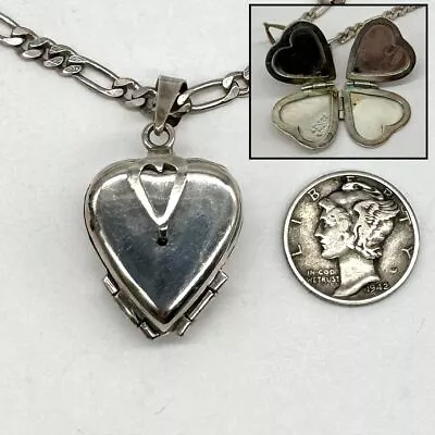 Vtg Sterling Silver 4-Picture Heart Locket--Expands & Collapses W/Chain • $39.99