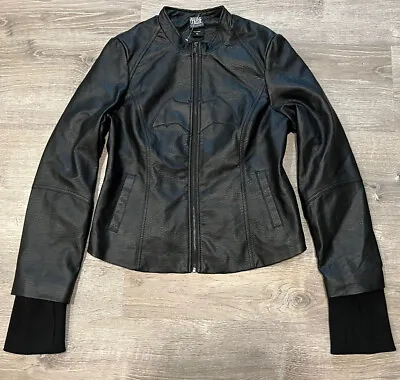 Batman Arkham Knight Gotham Size Wm Xxl Black Faux Leather Zip Biker Coat Jacket • $29.99