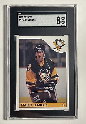 1985-86 Topps Mario Lemieux SGC 8 Rookie Card RC Penguins #9 HOF • $275