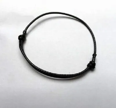 Adjustable Black Wax Cord Good Luck Cotton Slide Cord Bracelet UK Make A Wish Uk • £1.49