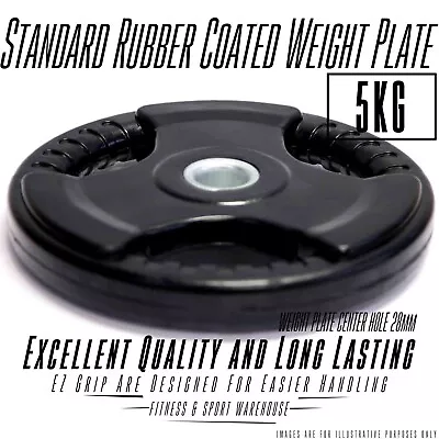 5KG X 2  Standard Weight Plate Set Rubber Coat  28mm Hole Weight Plates Home Gym • $55.99