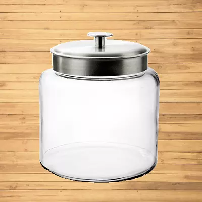 Montana Glass Jar With Airtight Lid Brushed Metal 1.5 Gallon- Large Capacity • $45.70