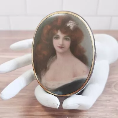 Vintage Porcelain Art Nouveau Victorian Portrait Jewelry Casket • $54.99