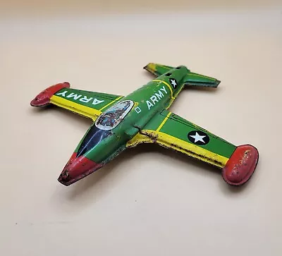 Vintage 1960s Tin Metal US ARMY Airplane- Missing Landing Gear & Stabilizer Wing • $6