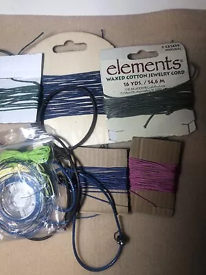 Cotton Waxed Cord Job Lot Various Thicknesses &Colours Jewellery Bracelet S 55g • £3