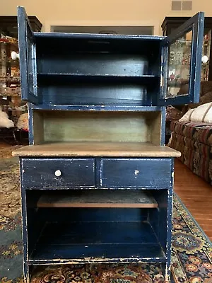Vintage Salesman Blue Sample Kitchen Cabinet Hutch / Children's Play • $350
