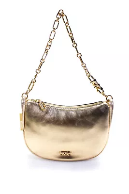 Michael Kors Womens Small Bracelet Pouch Metallic Tote Handbag Gold • $159