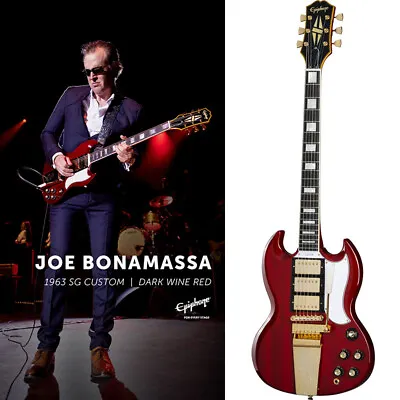 Epiphone Joe Bonamassa 1963 SG Custom Dark Wine Red Electric Guitar • $1660.52