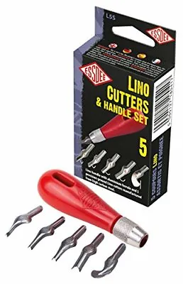 Premium 71040105 Five Lino Cutters And Handle Set Lino Cutter Styles 1 To 5 L U • £6.66