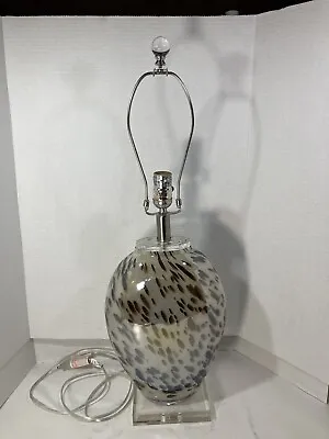 MCM Murano Glass Style 27” Table Lamp-13” Spotted Glass Body-Acrylic Base/Finial • $99