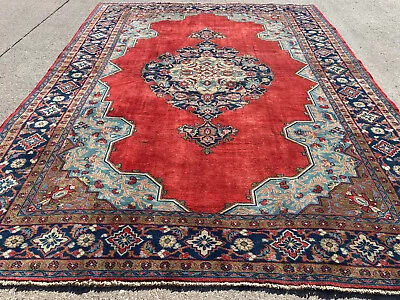 7x10 ANTIQUE RUG HAND-KNOTTED VINTAGE Handmade Oriental Carpet Red Blue 6x9 8x10 • $1295
